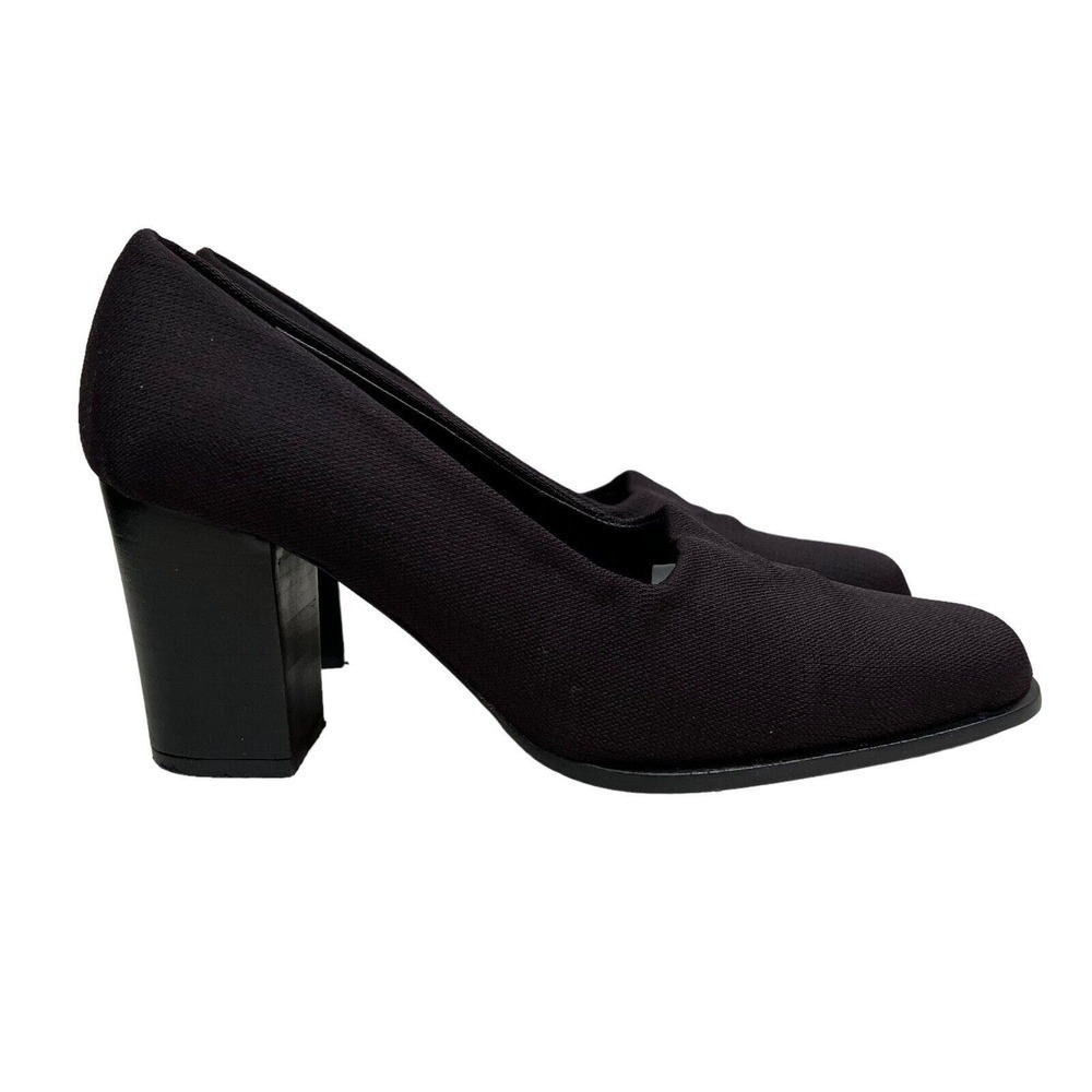 Evan Picone Heel Pump‎ Textile Stacked Block Heel Deep Purple Women Size 5.5M